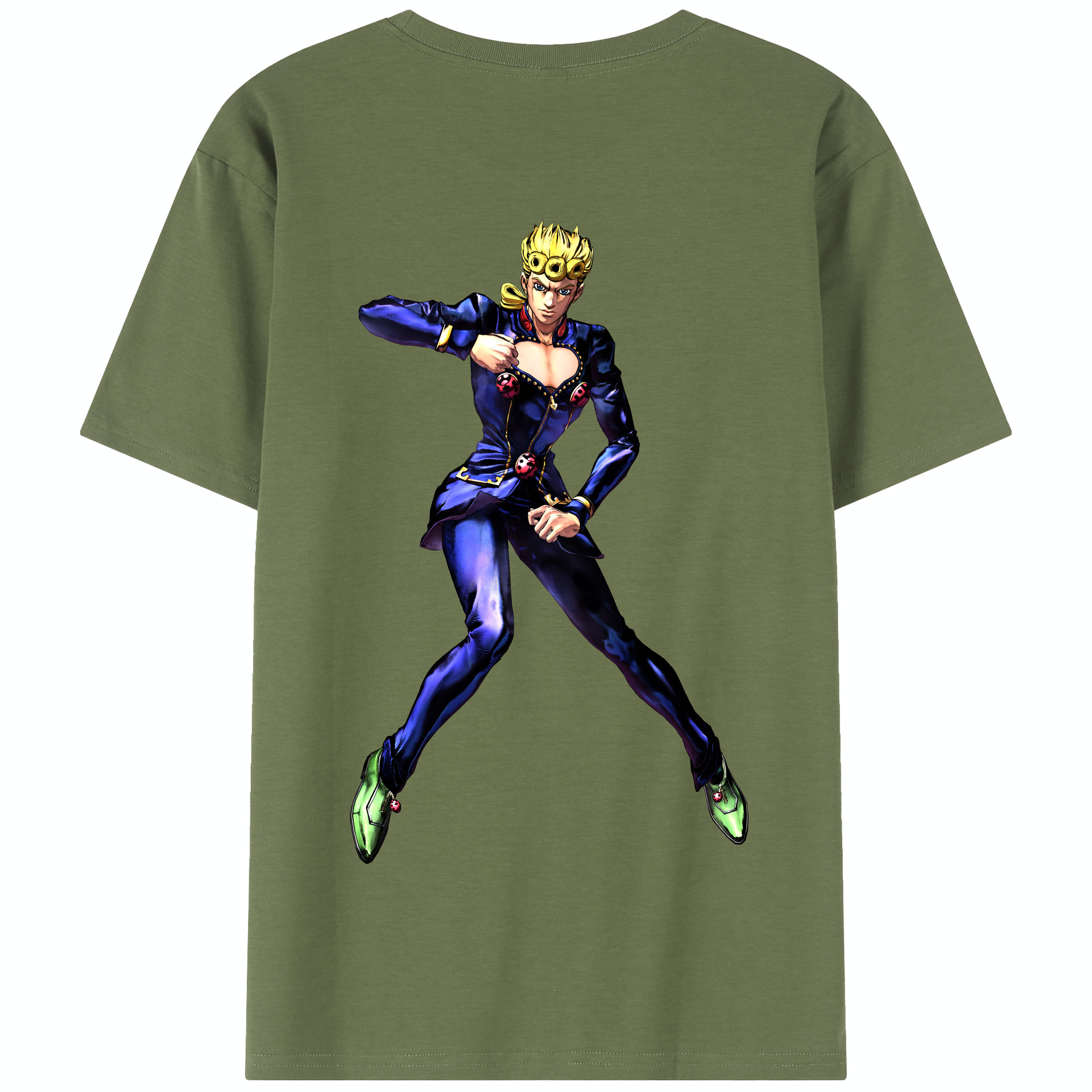（画像用） ジョジョの奇妙な冒険 ジョルノ?ジョバァーナ JoJo's Bizarre Adventure Giorno Giovanna 綿100％半袖Tシャツ（背面プリント）